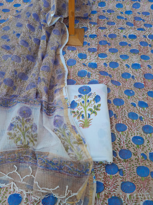 Pastel colour cotton suit with kota dupatta