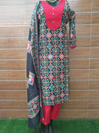Black Color Patola print Soft Silk Suit