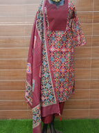 Maroon Color Patola Print Muslin Silk Suit
