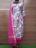 Kota Doria Digital Print Suit With kota Doria Dupatta - Aaditri fab