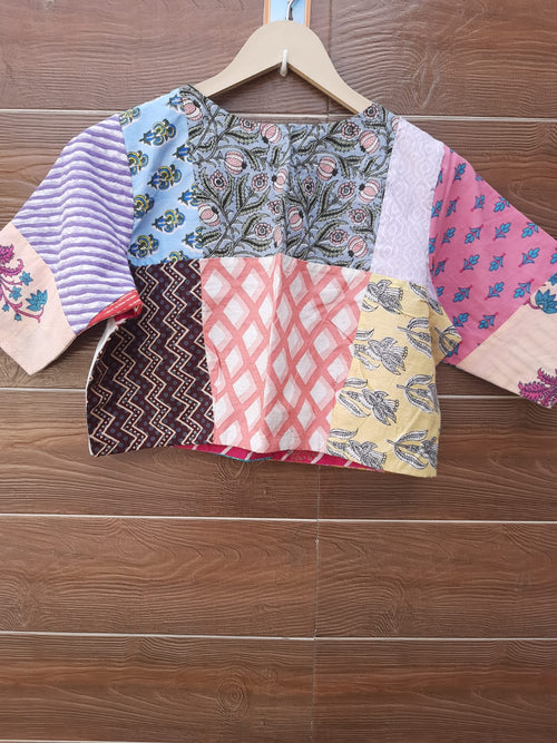 Basic Multicolor patch work cotton blouse