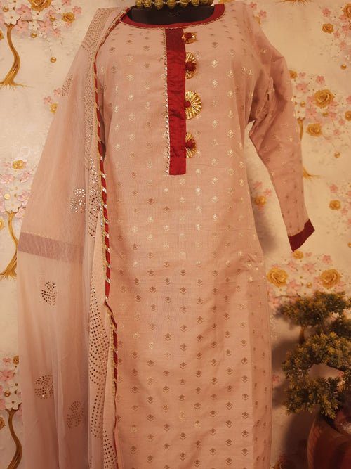 Pastel Color Soft Silk Designer  Suit With Chiffon Dupatta