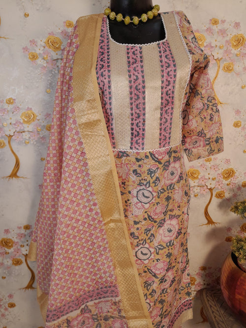 PASTEL COLOR MAHESHWARI SILK SUIT