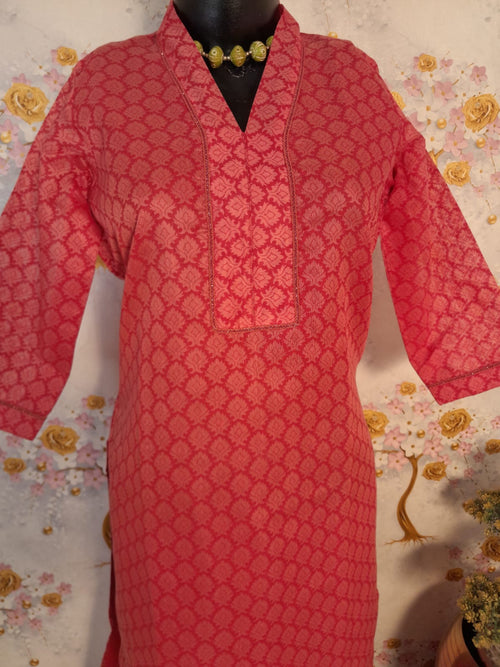Beautiful  Peach Chanderi With Digital Print Suit