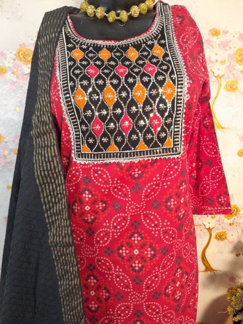 Designer Yok Cotton Bandhej Print Suit