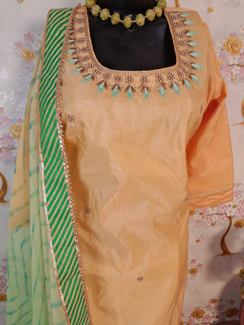 Golden Yellow Soft Silk Zardozi Work Suit