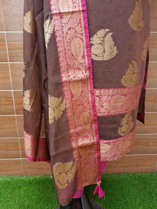 Golden Brown Banarsi Silk Suit