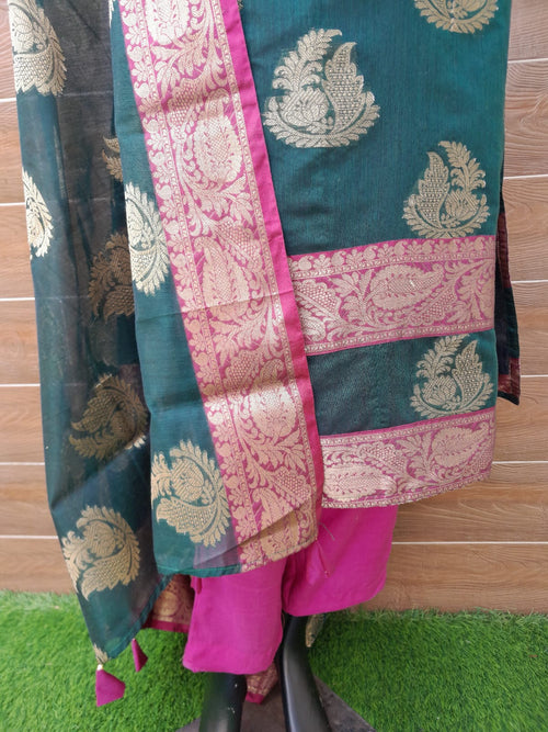 Banarsi Silk Green Color  Stitched suit