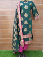 Banarsi Silk Green Color  Stitched suit