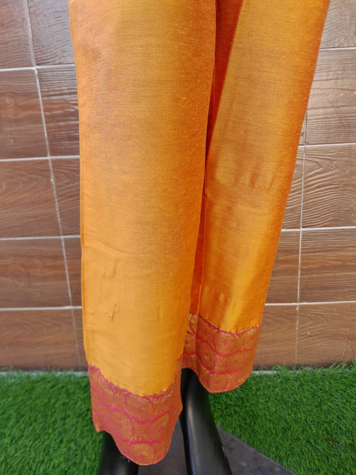 Mustard Yellow Color Handloom Silk With Gotta Patti work Dupatta