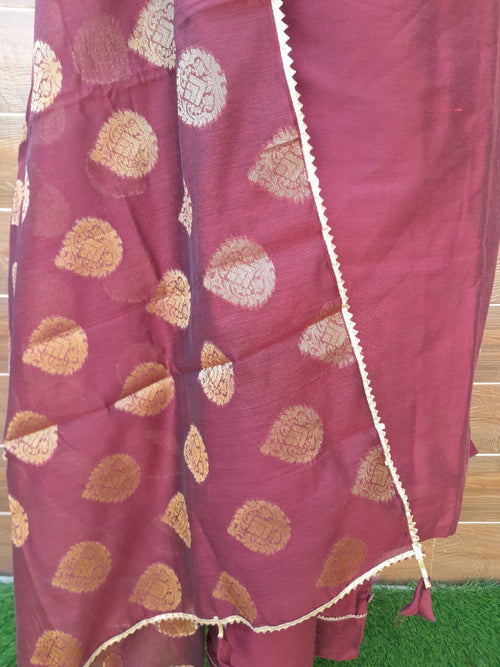 Maroon Color Handloom Silk with Banarsi Silk Duapatta