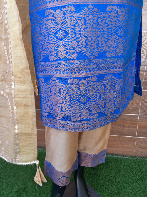 Royal Blue Color Soft Banarsi Silk Suit With Silk Gotta Patti Work Dupatta