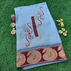 Grey Chanderi Hand Work Kurta