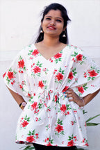 Kaftan Cotton White Short Stitch Top