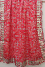 Vermilion Chinnon Silk Gota Work Dupatta