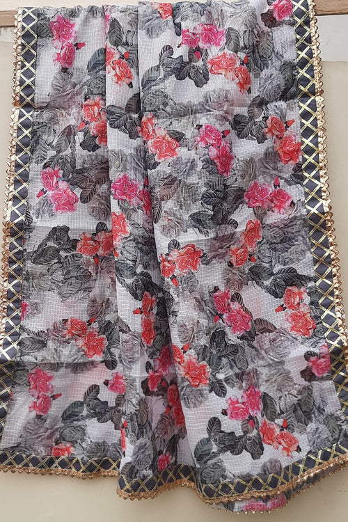 Multicolor Kota Digital Print Dupatta  With Gotta Border
