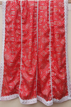 Orange Chinon Silk Soft Dupatta With All Over Crochet Lace