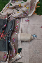 BEAUTIFUL BEIGE CHANDERI DIGITAL PRINT SUIT WITH CHANDERI DIGITAL PRINT DUPATTA