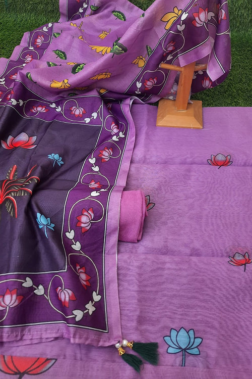 BEAUTIFUL PURPLE CHANDERI DIGITAL PRINT SUIT WITH CHANDERI DIGITAL PRINT DUPATTA