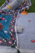 BEAUTIFUL CYAN CHANDERI DIGITAL PRINT SUIT WITH CHANDERI DIGITAL PRINT DUPATTA