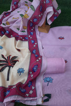 BEAUTIFUL BLUSH PINK CHANDERI DIGITAL PRINT SUIT WITH CHANDERI DIGITAL PRINT DUPATTA
