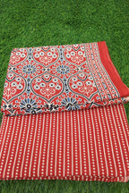 Red Ajrakh Cotton Top And Bottom Material
