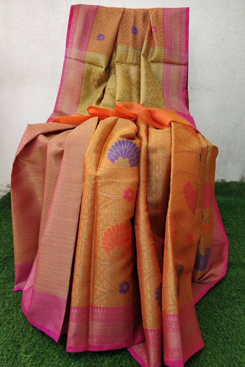 YAM BANARASI ZARI WEAVING SAREE WITH BLOUSE