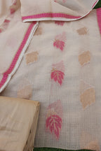 Beige Kota Doriya Suits With Kota Doriya Zari Weaving & Resham Border Dupatta