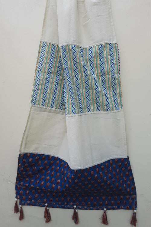 Beautiful Multicolor Designer Stole With Tassels