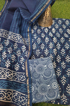 Indigo Chanderi Suit With Chanderi Dupatta