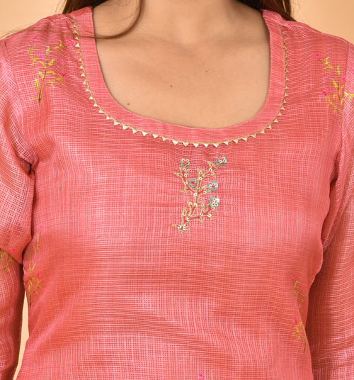 Rouge Kota Silk Digital Print Stitched Suit With Kota Silk Dupatta
