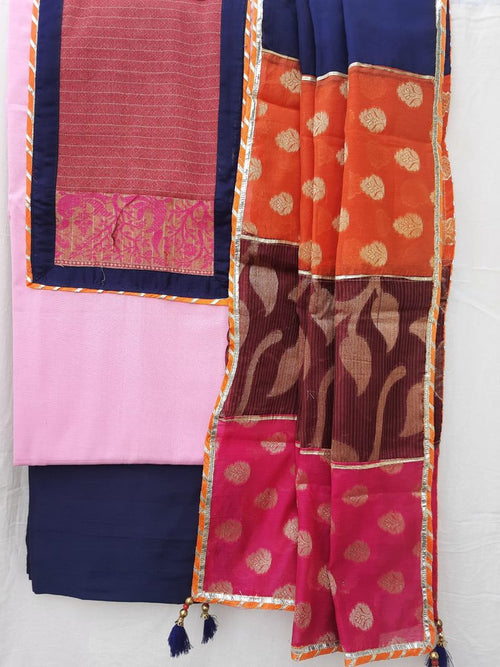 Designer cotton suits With banarsi multicolor  Dupatta - Aaditri fab