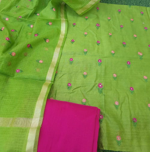 Soft  SILK EMBROIDERY SUITS WITH kota silk  EMBROIDERY dupatta