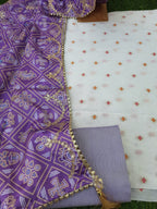 White color  banarasi suit with  chinnon silk patola print Dupatta