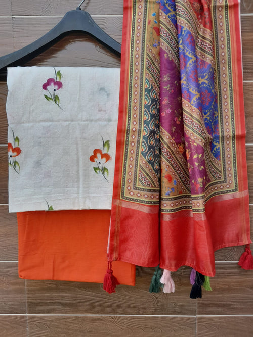 Exclusive weaving cotton with hand painted suit