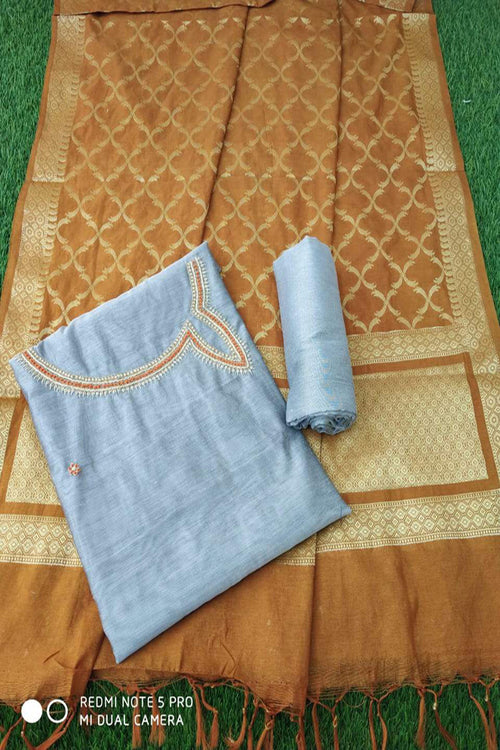 Grey Gotta Patti Work  Dress Material - Aaditri fab