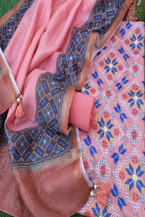 Patola print chanderi  silk suit
