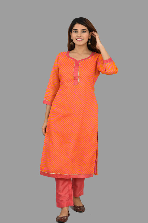Beautiful Kota Doria Leheria Top And Bottom Set