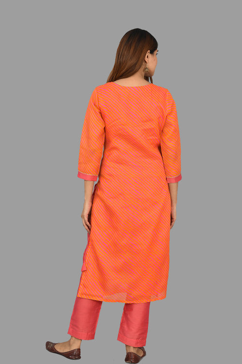 Beautiful Kota Doria Leheria Top And Bottom Set